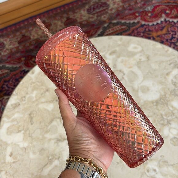 Starbucks 2021 Winter Holiday Jeweled Tumbler Cold Cup 24oz Rose Gold Christmas - Picture 3 of 13